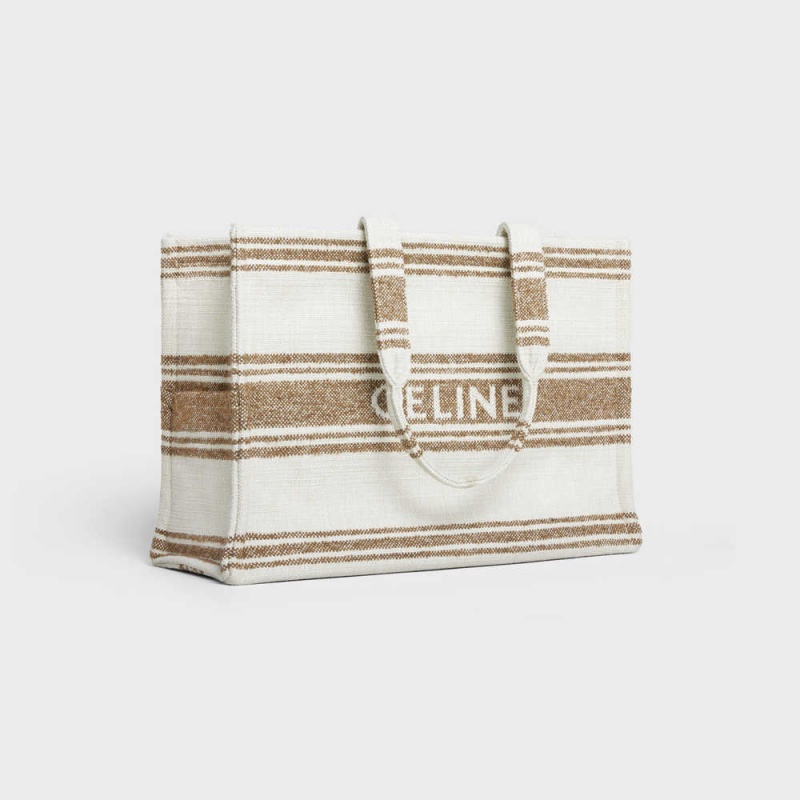 Cabas Celine Large Thais In Pruhované Textilne With Jacquard Hnede Hnede | CL-593074