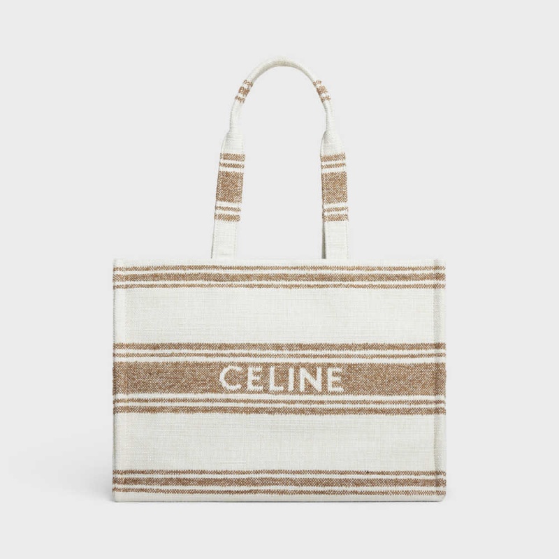 Cabas Celine Large Thais In Pruhované Textilne With Jacquard Hnede Hnede | CL-593074