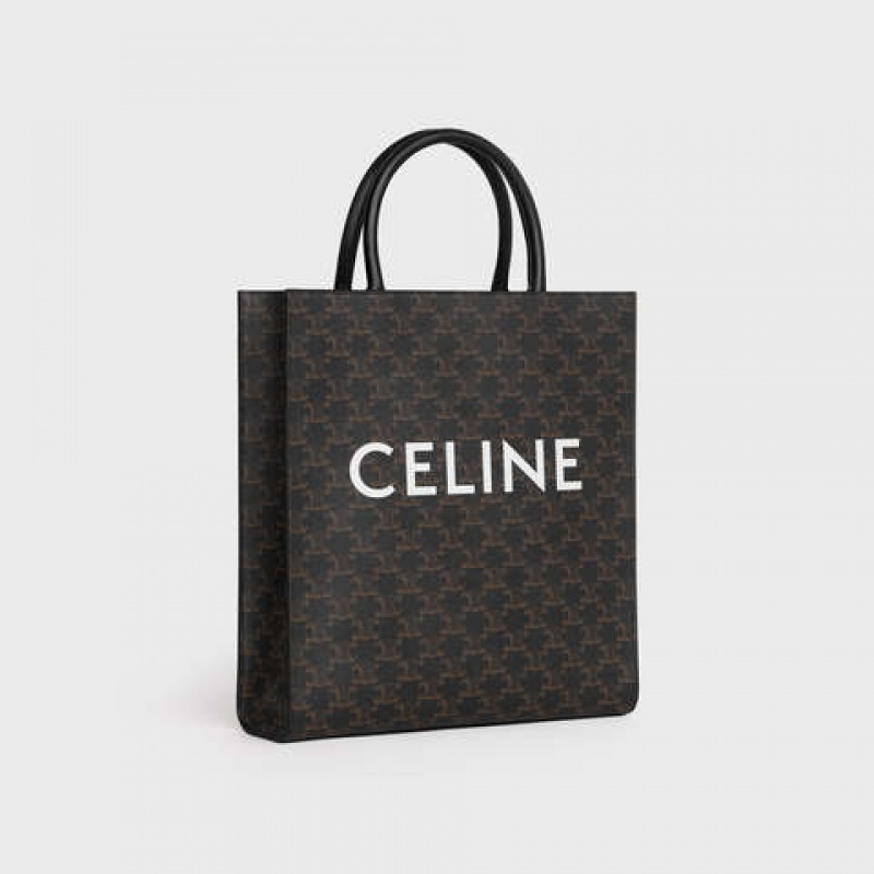 Cabas Celine Medium Vertical In Triomphe Platene With Celine Print Čierne | CL-591836