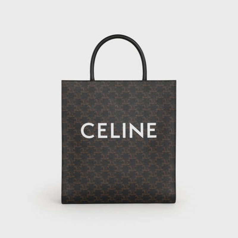 Cabas Celine Medium Vertical In Triomphe Platene With Celine Print Čierne | CL-591836