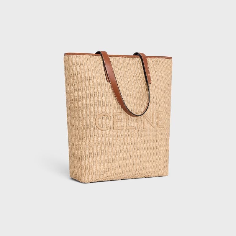 Cabas Celine Museum Bag In Raffia Effect Textilne With Celine Embroidery Béžové Hnede | CL-591835