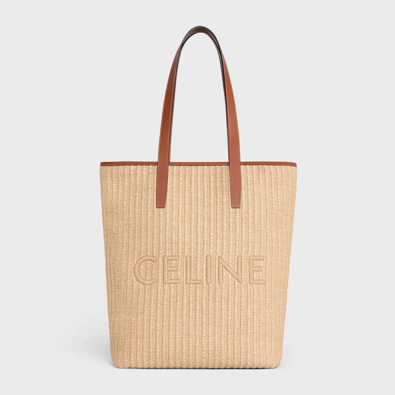 Cabas Celine Museum Bag In Raffia Effect Textilne With Celine Embroidery Béžové Hnede | CL-591835