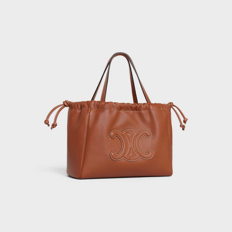 Cabas Celine Small Drawstring Cuir Triomphe In Smooth Calfskin Hnede | CL-593090