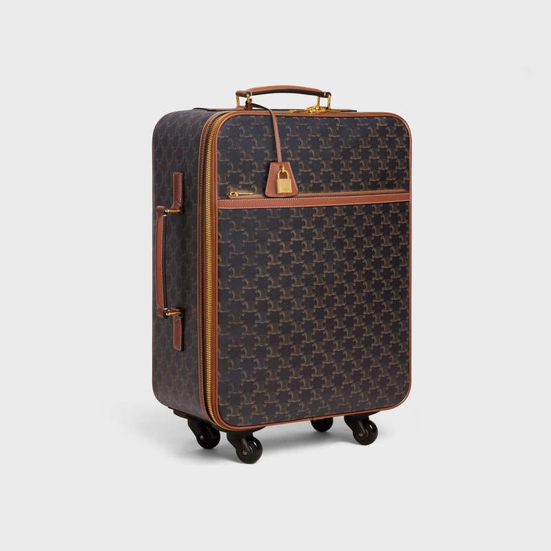 Cestovné Tašky Celine Small Trolley In Triomphe Platene And Calfskin Hnede | CL-591824