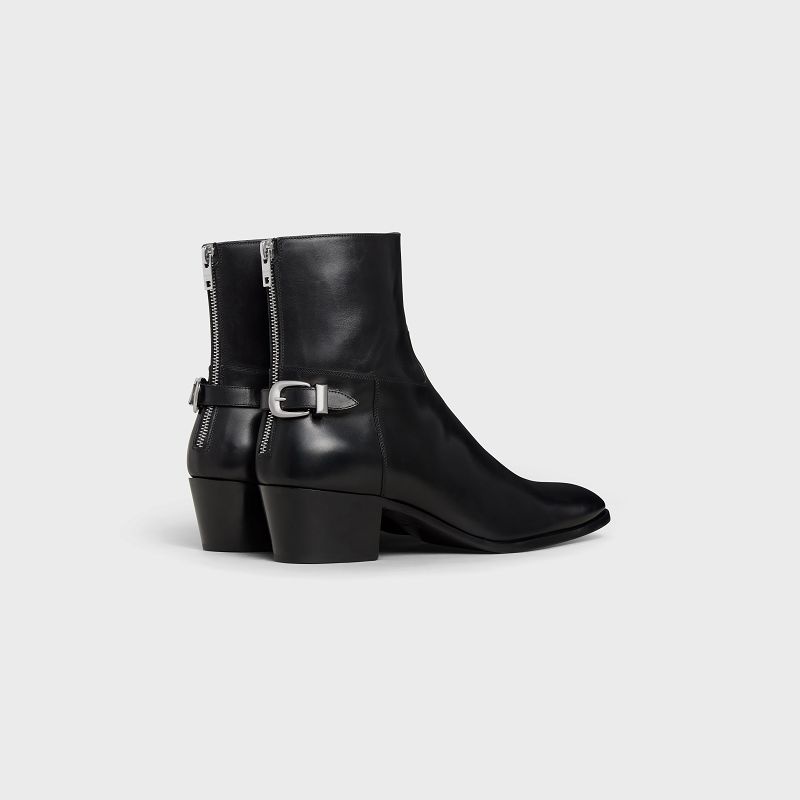 Cizmy Celine Back Prackou Zipped Isaac In Shiny Calfskin Čierne | CL-591860