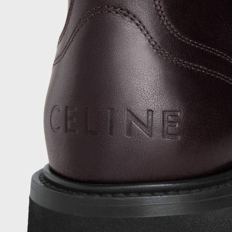 Cizmy Celine Bulky Cipkovane-up In Calfskin - Vegetal Tanning Tmavo Hnede | CL-592507