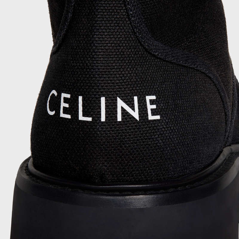 Cizmy Celine Bulky Cipkovane-up In Platene & Shiny Bull Čierne | CL-591877