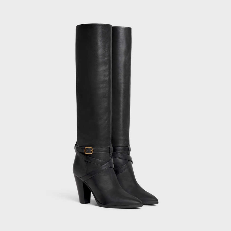 Cizmy Celine High Slouchy Prackou Wiltern In Calfskin Čierne | CL-592517