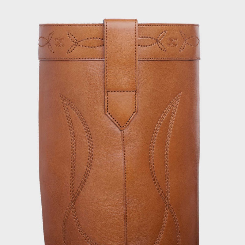 Cizmy Celine High Western In Calfskin Oranžové | CL-592514