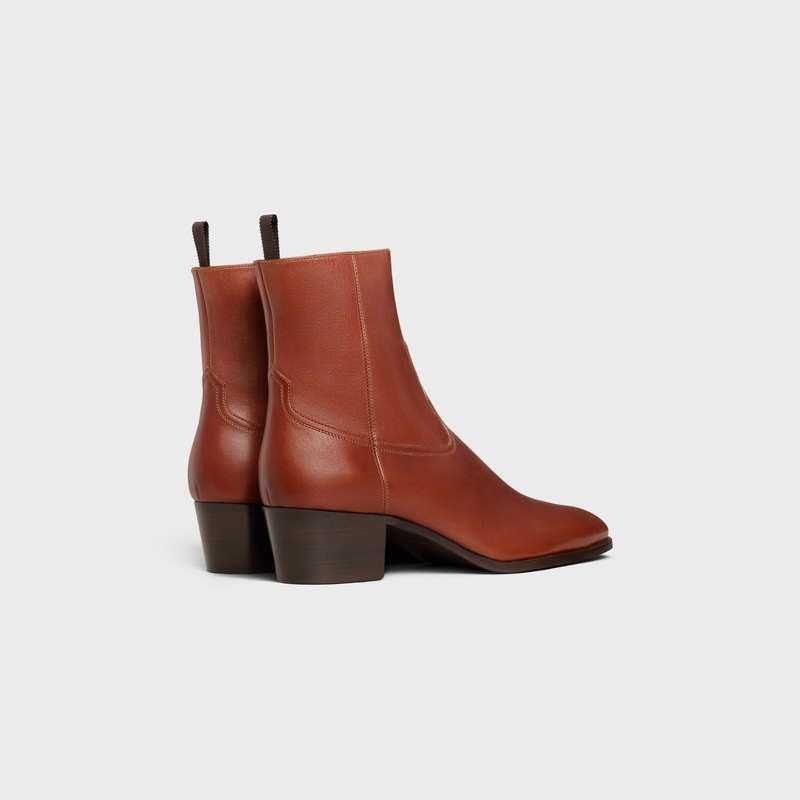 Cizmy Celine Western Zipped Isaac In Calfskin Hnede | CL-591862