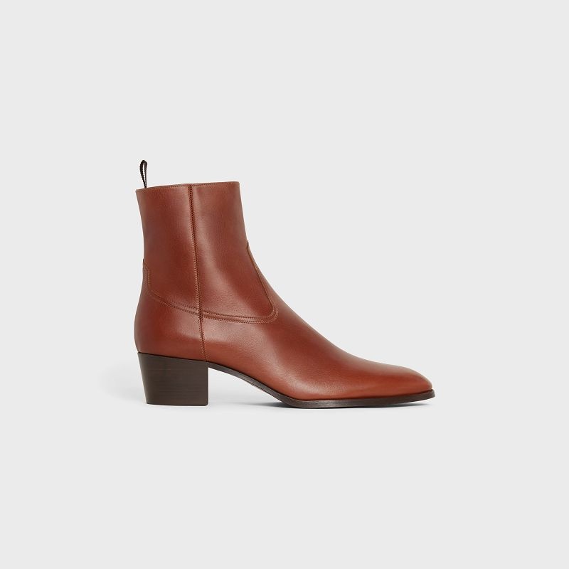 Cizmy Celine Western Zipped Isaac In Calfskin Hnede | CL-591862