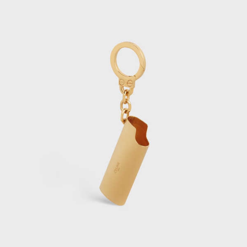 Drobný Kožený Tovar Celine Lighter Case Charm In Brass Zlate | CL-592920