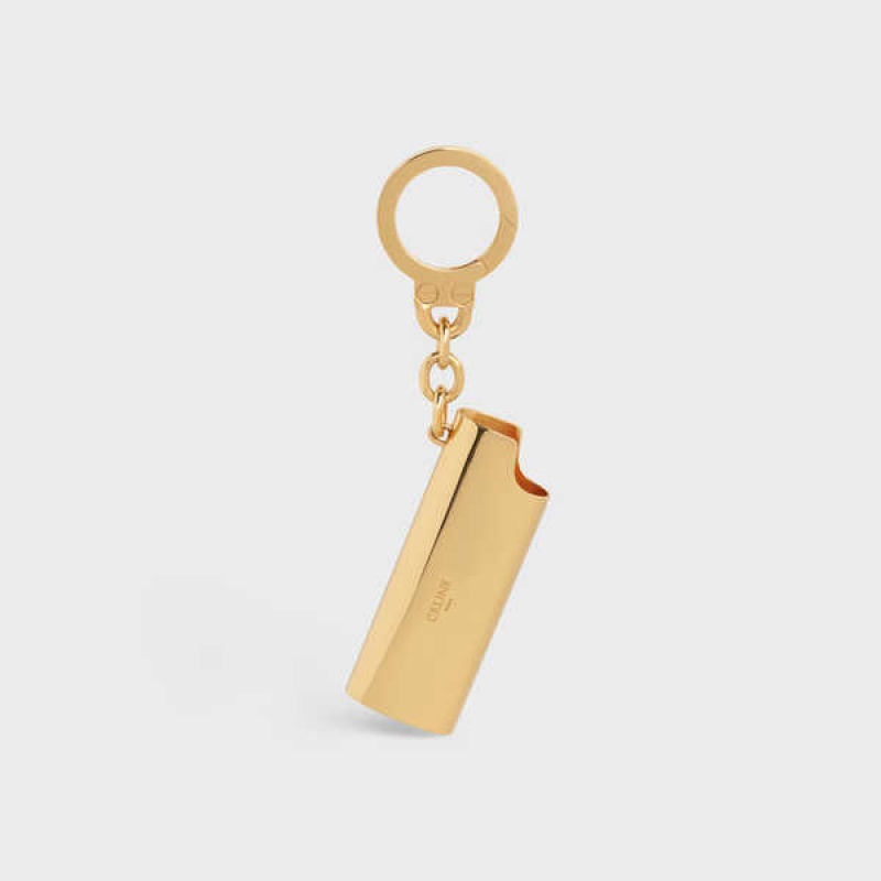 Drobný Kožený Tovar Celine Lighter Case Charm In Brass Zlate | CL-592920