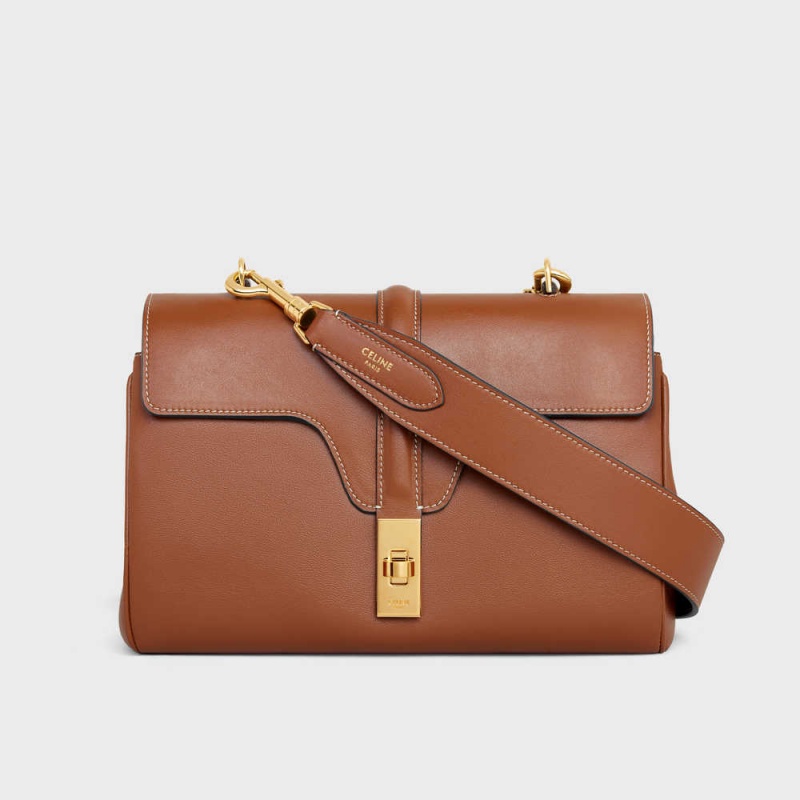 Drobný Kožený Tovar Celine Long Remienkove In Smooth Calfskin With Gold Finishing Hnede | CL-592902