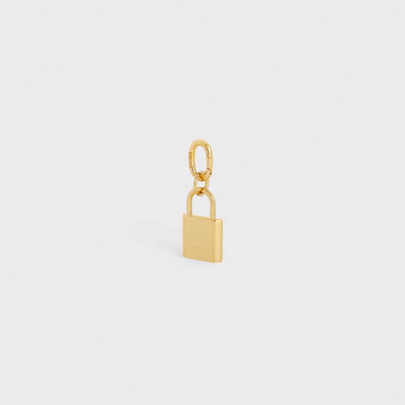 Drobný Kožený Tovar Celine Padlock Charm In Brass Zlate | CL-592921