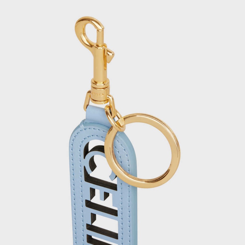 Drobný Kožený Tovar Celine Perforated Keyring Charm In Smooth Calfskin Modre | CL-592900