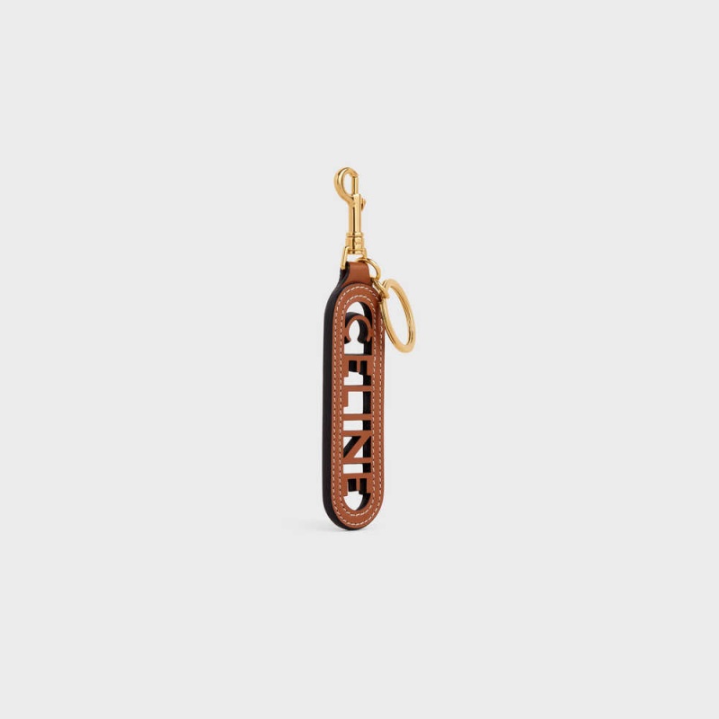 Drobný Kožený Tovar Celine Perforated Keyring Charm In Smooth Calfskin Hnede | CL-592899