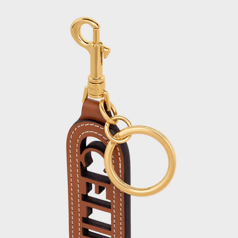 Drobný Kožený Tovar Celine Perforated Keyring Charm In Smooth Calfskin Hnede | CL-592899