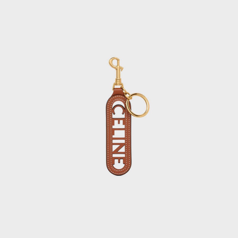 Drobný Kožený Tovar Celine Perforated Keyring Charm In Smooth Calfskin Hnede | CL-592899