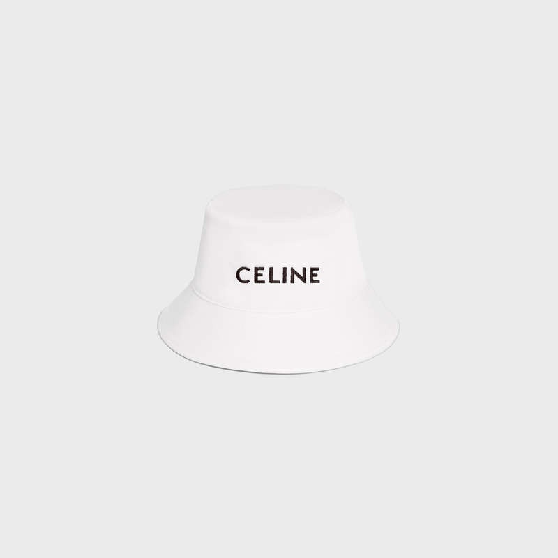 Klobuk Celine Embroidered Bucket In Bavlnene Gabardine Biele | CL-591712