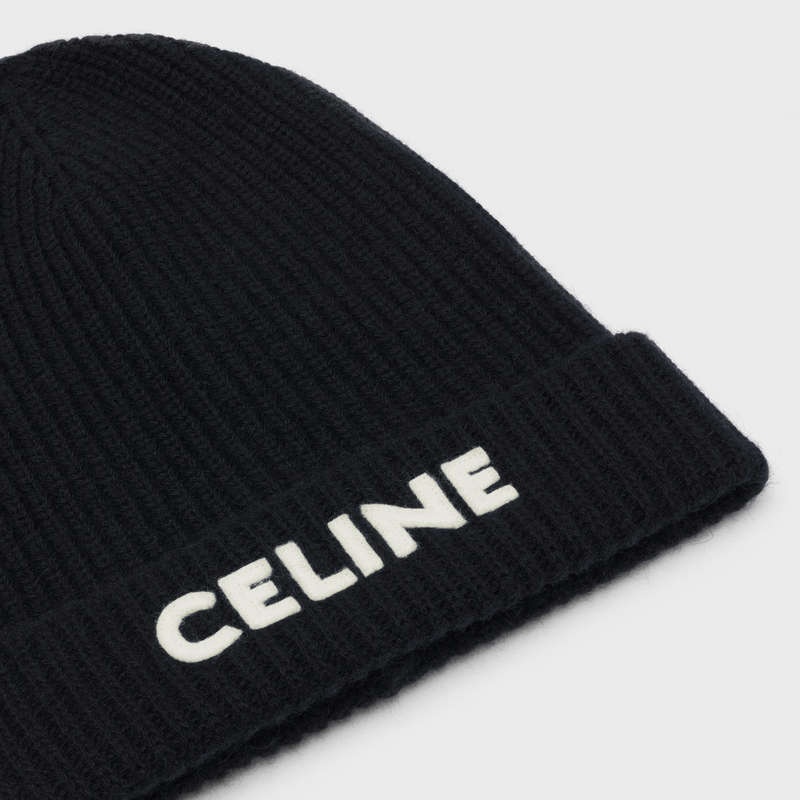 Klobuk Celine Embroidered Knit Vlna Beanie Čierne | CL-591714