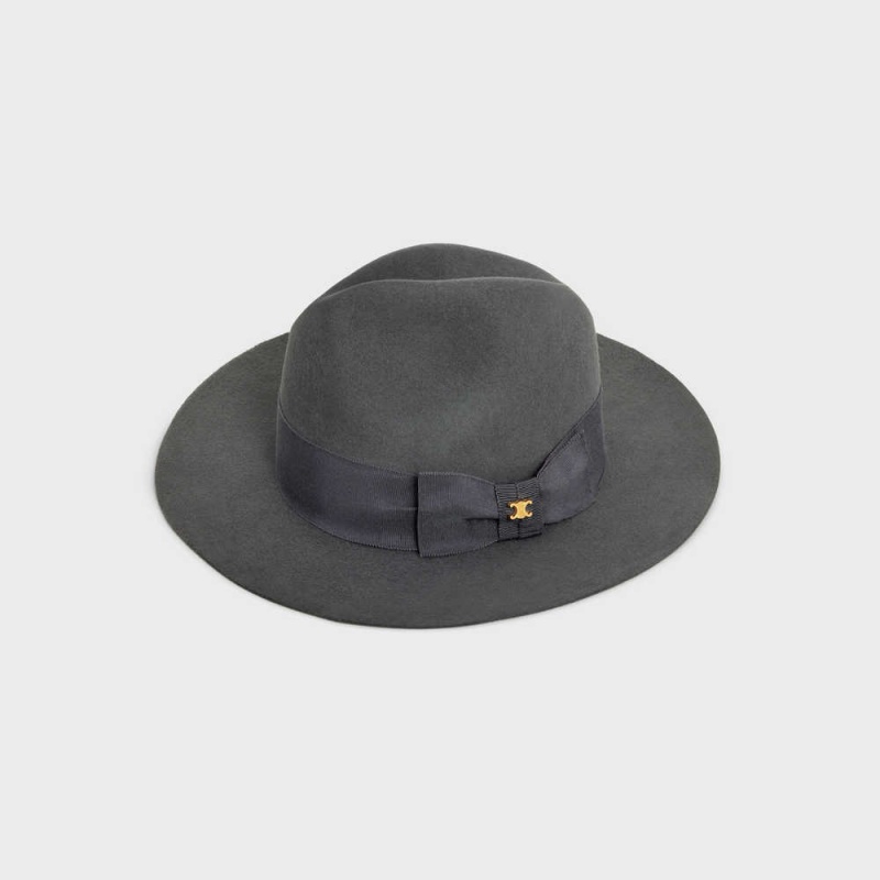 Klobuk Celine Fedora In Felt Tmavo Siva | CL-592340