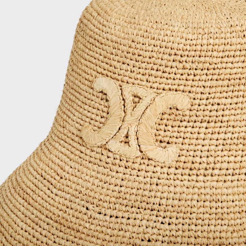 Klobuk Celine Triomphe Bucket In Raffia Béžové | CL-592344