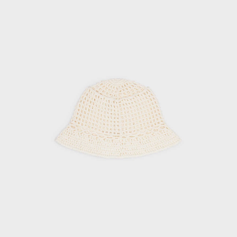 Klobuk Celine Triomphe Cloche Beanie In Crocheted Bavlnene Biele | CL-592349