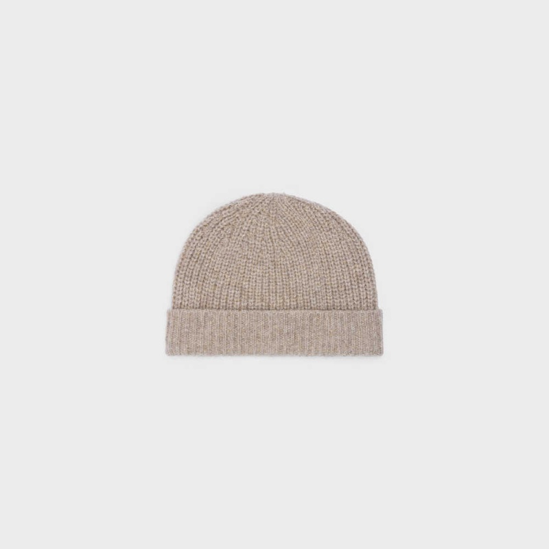 Klobuk Celine Triomphe Embroidered Beanie In Seamless Cashmere Hnede | CL-592369