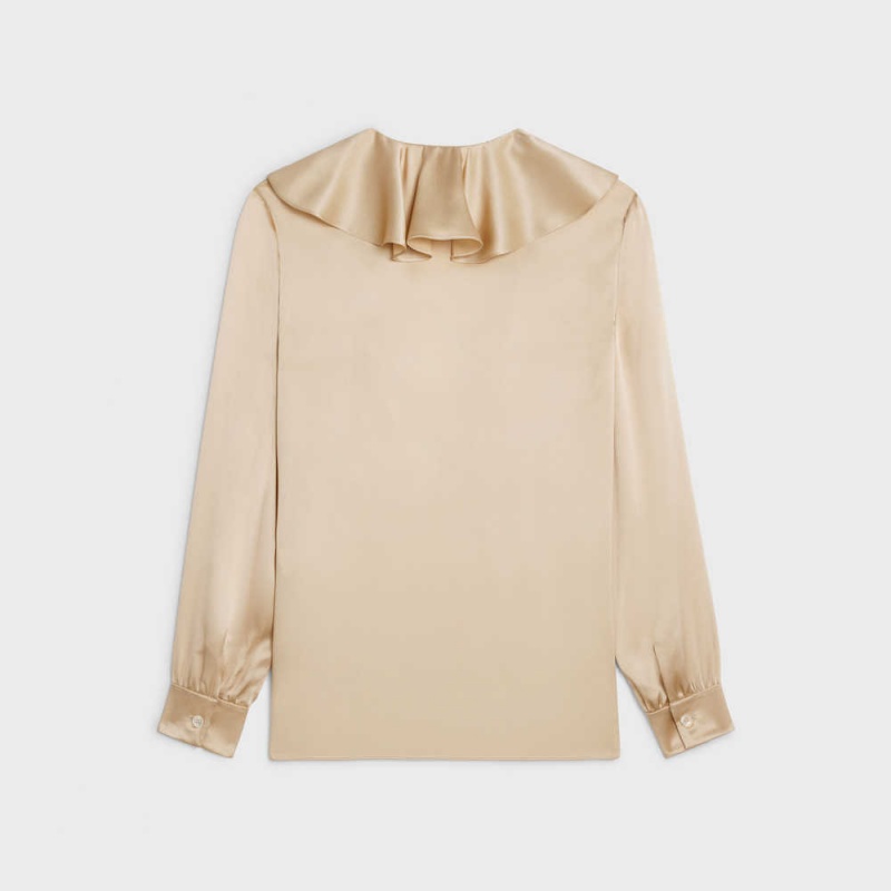 Kosele Celine Blouse With Jabot In Satin Crepe Marhule | CL-592815