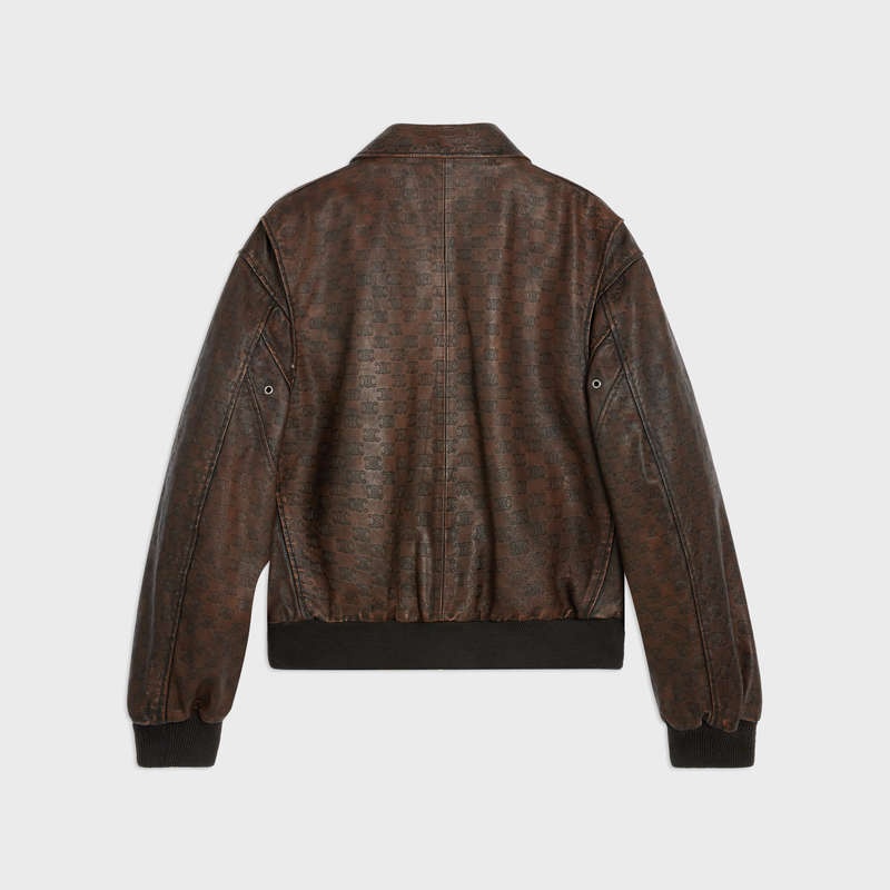 Leather Celine Aviator Blouson In Embossed Tmavo Hnede | CL-591928