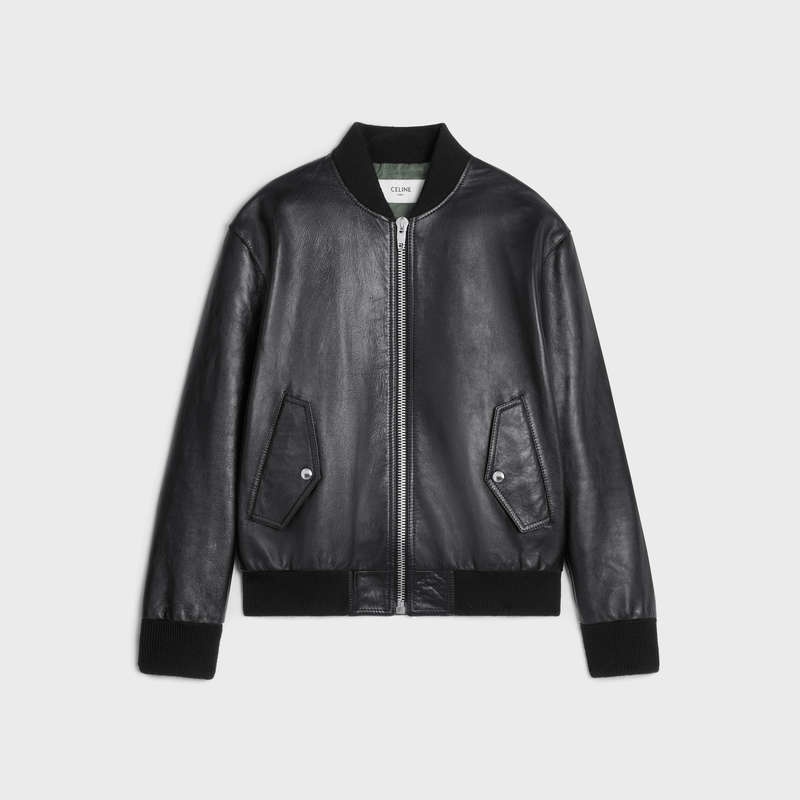 Leather Celine Blouson In Soft Čierne | CL-591926