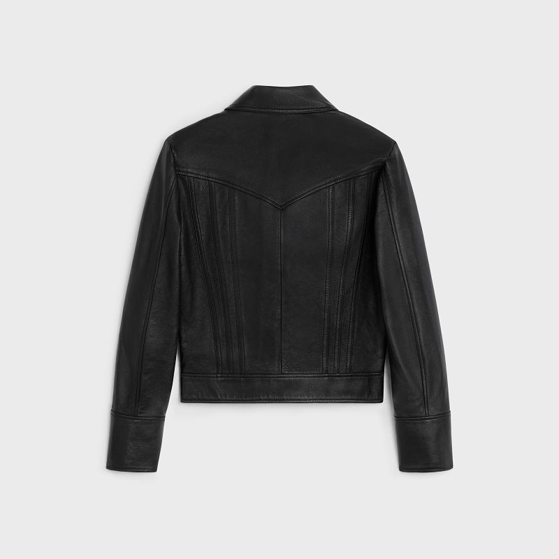 Leather Celine Rovno Blouson In Soft Čierne | CL-591919