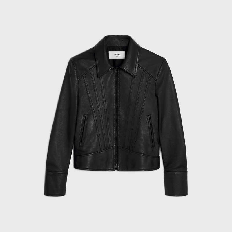 Leather Celine Rovno Blouson In Soft Čierne | CL-591919