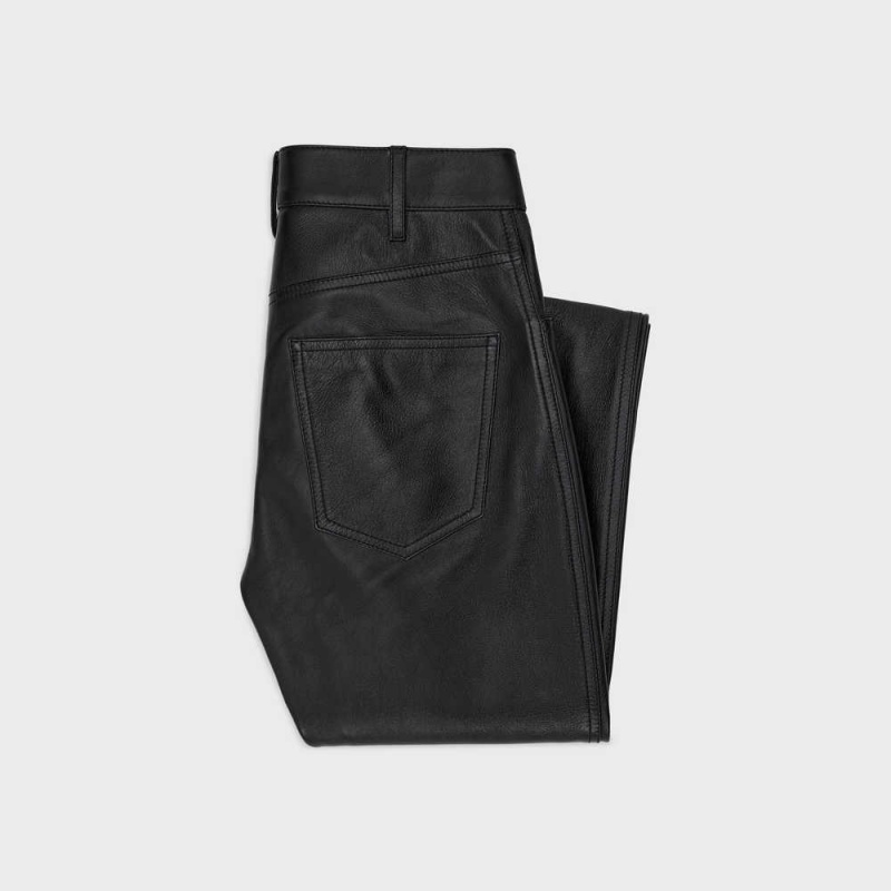 Leather Celine Second Skin Jeans In Soft Čierne | CL-592607