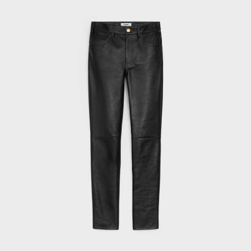 Leather Celine Second Skin Jeans In Soft Čierne | CL-592607