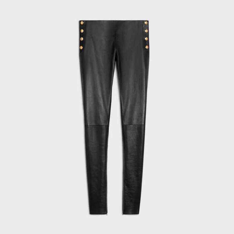 Leather Celine Vychudnutý Jeans In Plongé Čierne | CL-592608