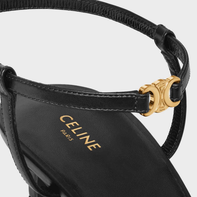 Lodicky Celine Kitten With Remienkove Triomphe In Calfskin Gold Finishing Čierne | CL-592559