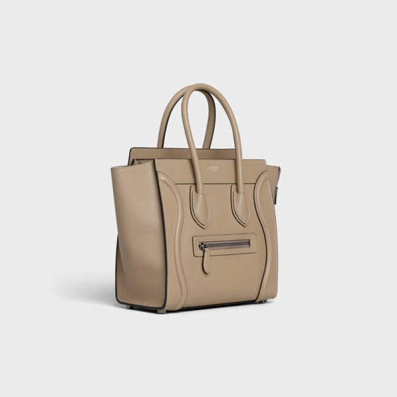 Luggage Celine Micro Handbag In Drummed Calfskin Hnedožltý | CL-593054