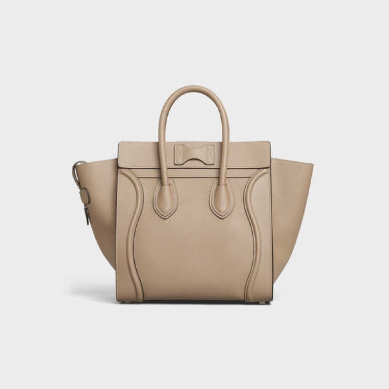 Luggage Celine Micro Handbag In Drummed Calfskin Hnedožltý | CL-593054