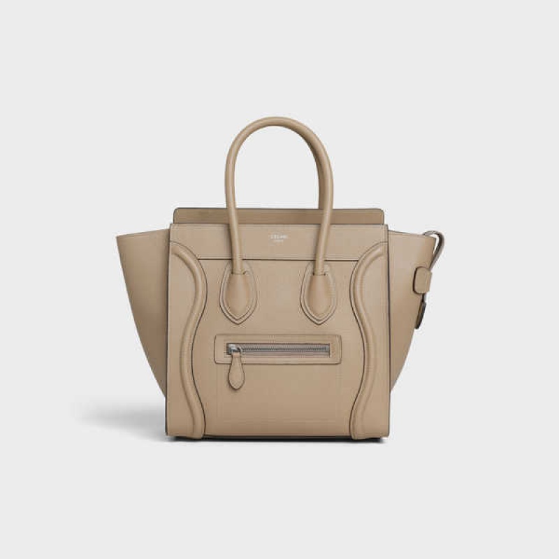 Luggage Celine Micro Handbag In Drummed Calfskin Hnedožltý | CL-593054