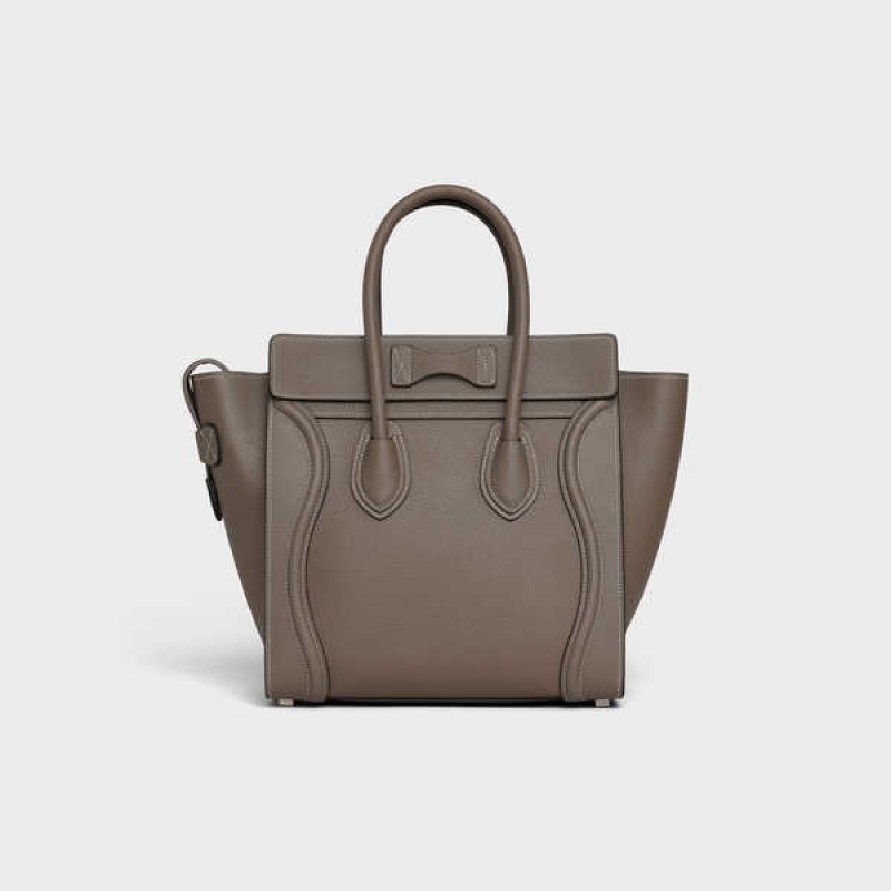 Luggage Celine Micro Handbag In Drummed Calfskin Hnede | CL-593053