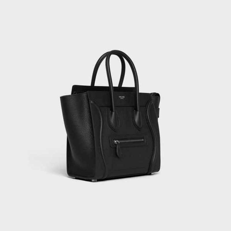 Luggage Celine Micro Handbag In Drummed Calfskin Čierne | CL-593051