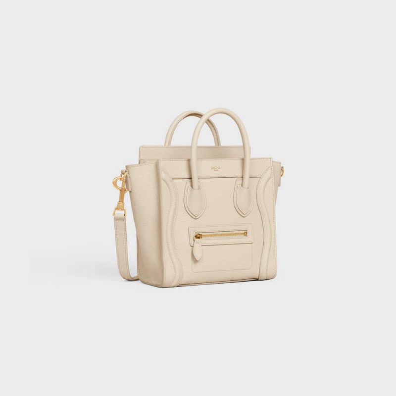 Luggage Celine Nano Bag In Drummed Calfskin Béžové | CL-593050