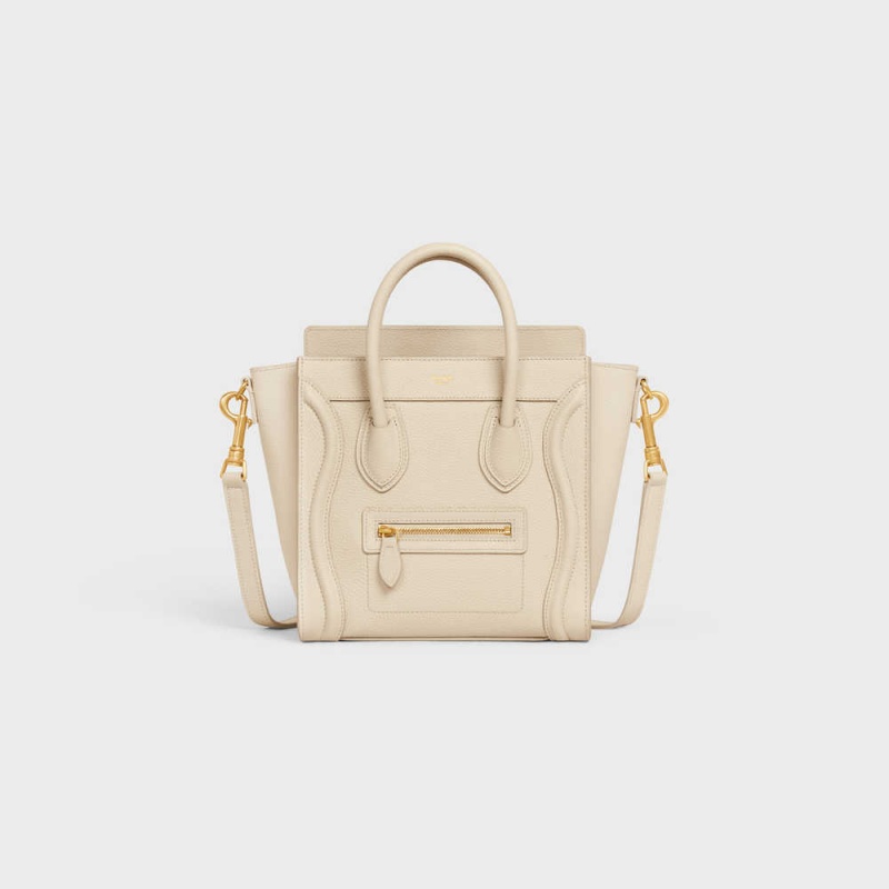 Luggage Celine Nano Bag In Drummed Calfskin Béžové | CL-593050