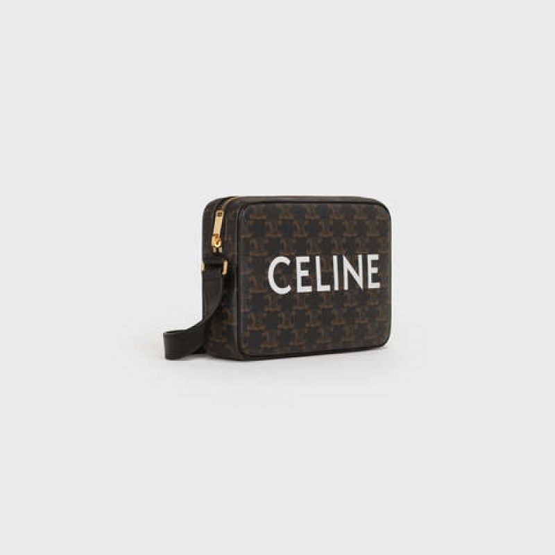 Messenger Taška Celine Medium Bag In Triomphe Platene With Celine Print Čierne | CL-591856