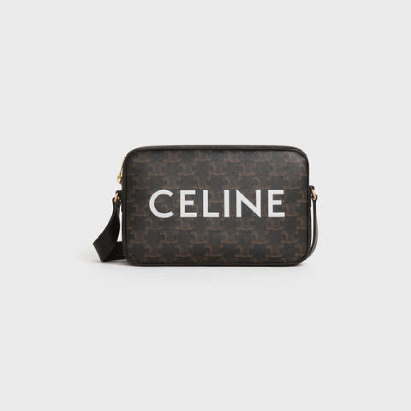 Messenger Taška Celine Medium Bag In Triomphe Platene With Celine Print Čierne | CL-591856