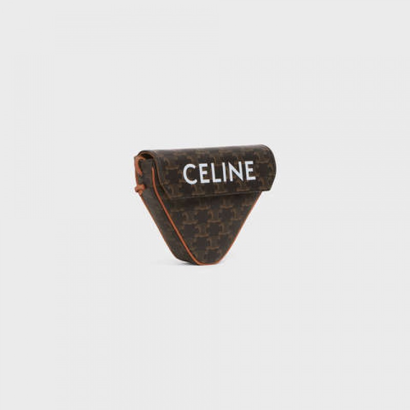 Messenger Taška Celine Triangle Bag In Triomphe Platene With Celine Print Hnede | CL-591858