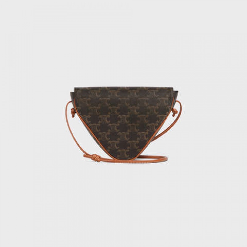 Messenger Taška Celine Triangle Bag In Triomphe Platene With Celine Print Hnede | CL-591858