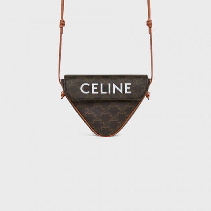 Messenger Taška Celine Triangle Bag In Triomphe Platene With Celine Print Hnede | CL-591858